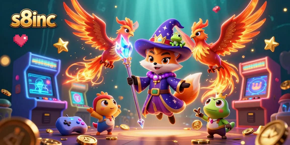 Experience the magic of gaming with s8inc's colorful casino elements and enchanting characters.