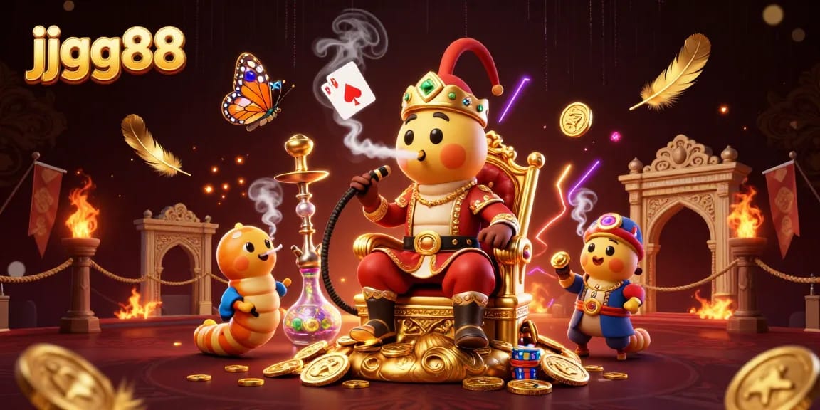 Engage in thrilling games at jjgg88 with illustrious characters surrounded by enchanting casino elements and vibrant energies.