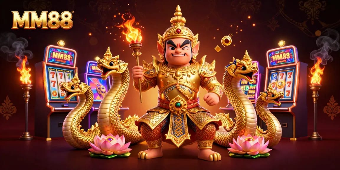 Experience thrilling MM88 jackpot wins with a golden guardian and slot machines.