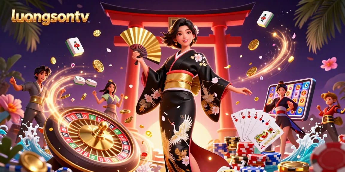 Experience high-stakes action with luongsontv's vibrant casino illustration featuring dynamic gameplay elements.