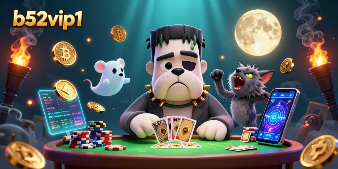 Engage in thrilling games at b52vip1 with the eerie atmosphere of a unique card dealing scene.