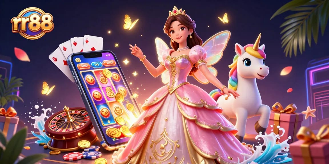 Experience thrilling gaming with rr88, featuring vibrant 3D characters and slot game elements.