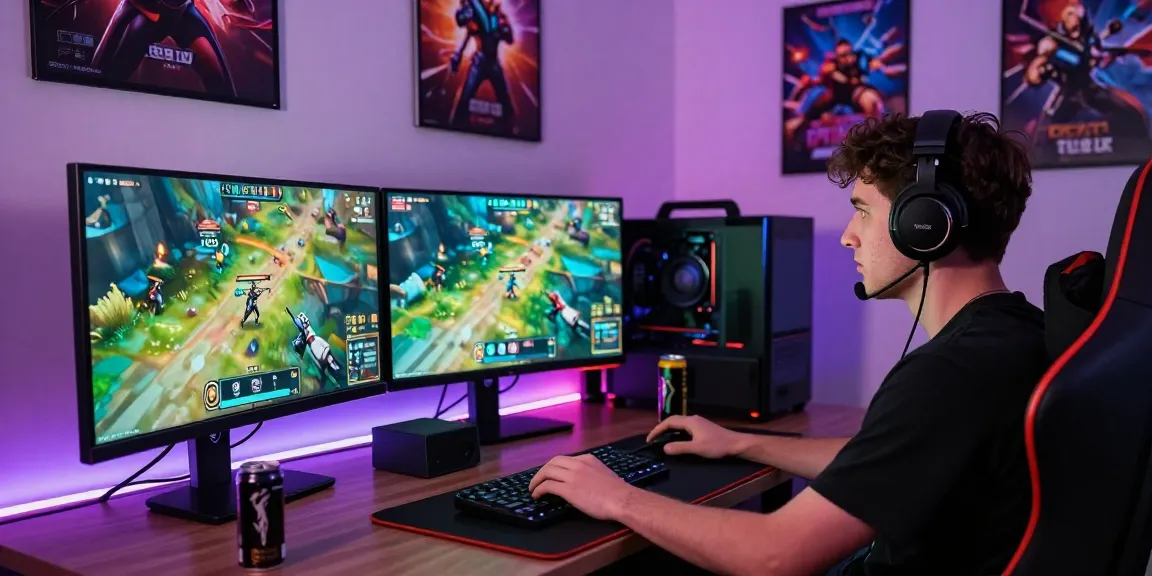 rokok88 link login displayed on vibrant gaming monitors in a cozy gaming room.
