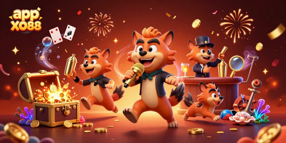 Experience the thrilling app XO88 with 3D hyenas juggling casino elements in vibrant escapades.