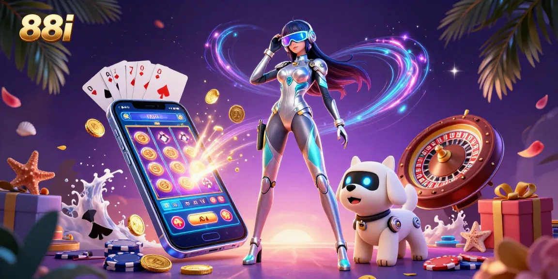 Experience the thrill of winning at 88i with a stunning illustration of futuristic gaming elements showcasing excitement and fun.