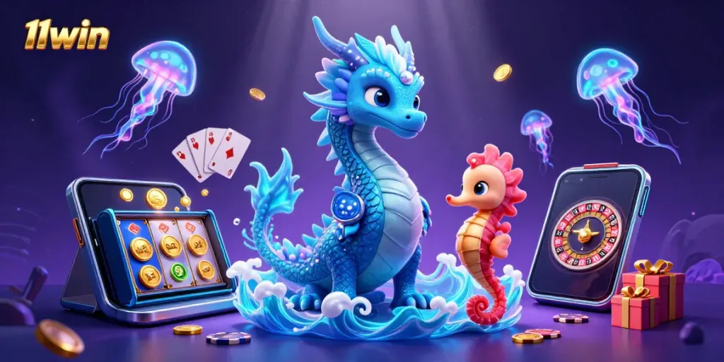 Experience thrilling gaming excitement with 11win's vibrant underwater casino scene.