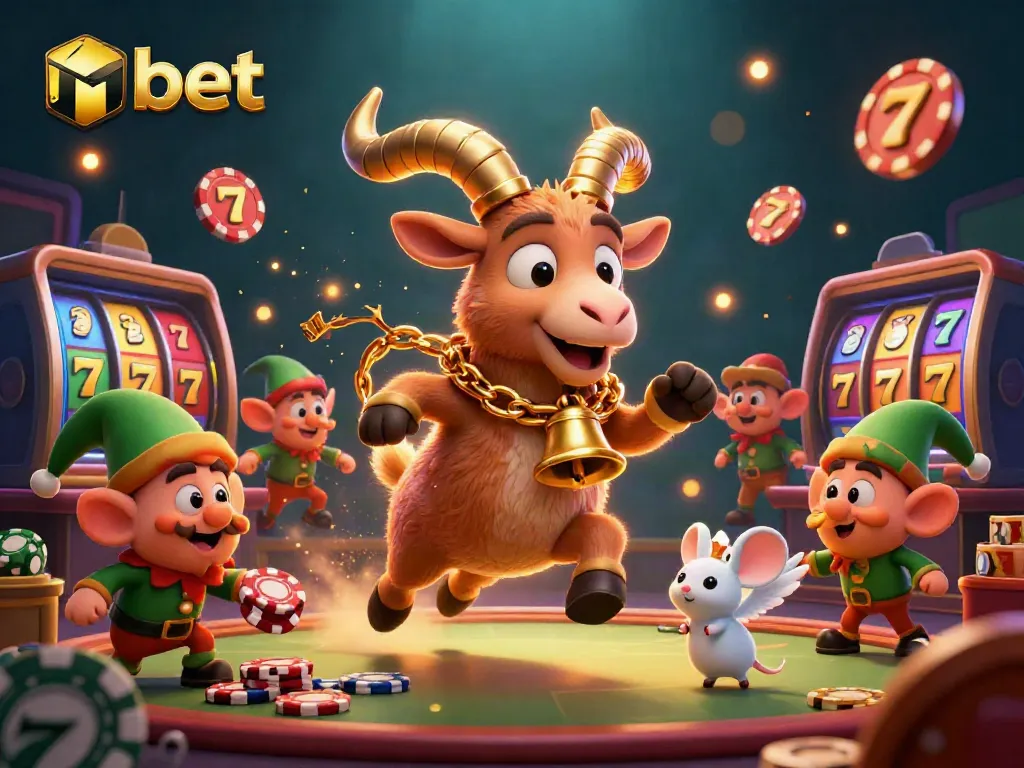 Experience thrilling action at nbet casino with Krampus and festive characters in a vibrant scene!