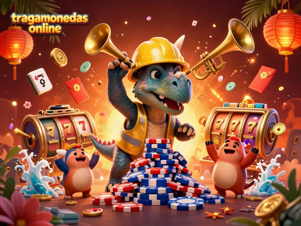 Juega tragamonedas online con emocionantes jackpots y slots en esta vibrante ilustración