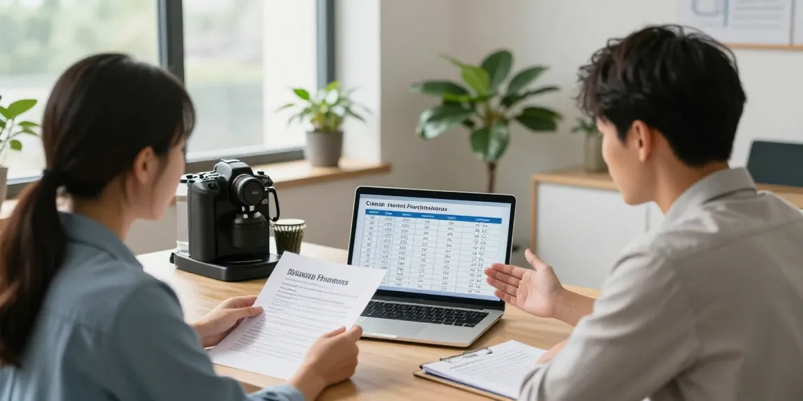 Calculate mortgage payments during financial advice session with advisor, showcasing a mortgage amortization table.
