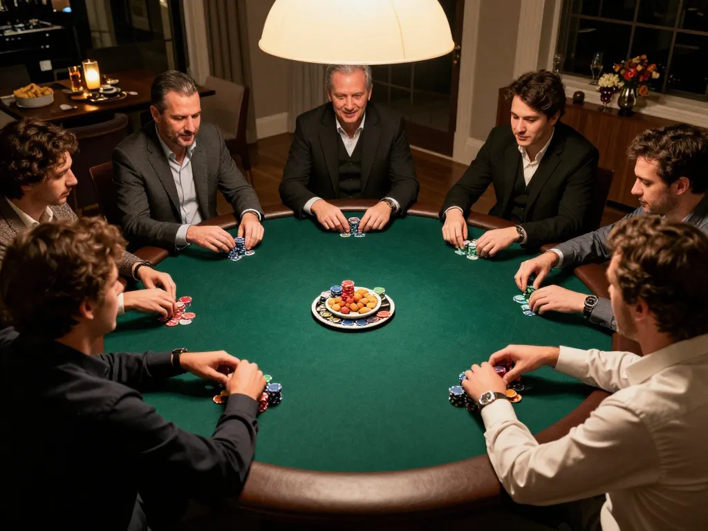 Players enjoying a competitive poker night at home, showcasing the strategic gameplay associated with 78wind.