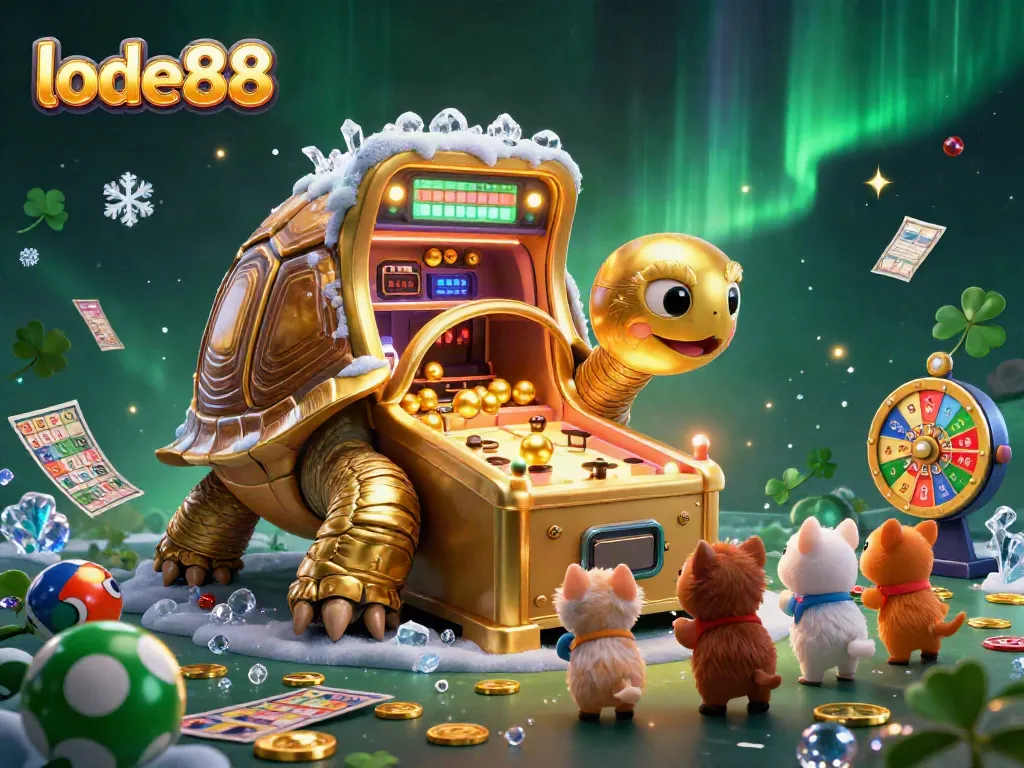 Join the excitement with lode88's vibrant lottery game scene featuring a golden tortoise pinball machine.