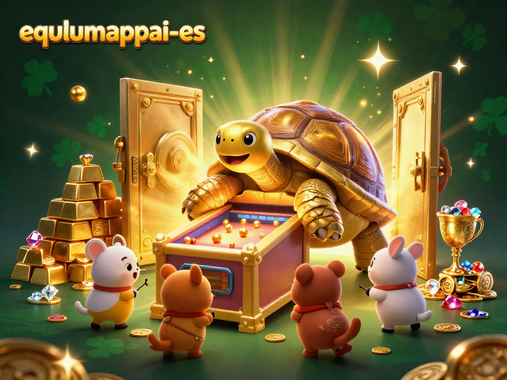 Play exciting games on equlumappai-es featuring a golden tortoise pinball machine and treasure.
