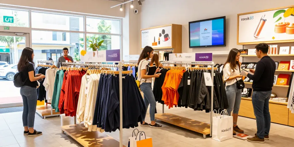 Shop for exclusive rokok88 merchandise in an inviting retail space