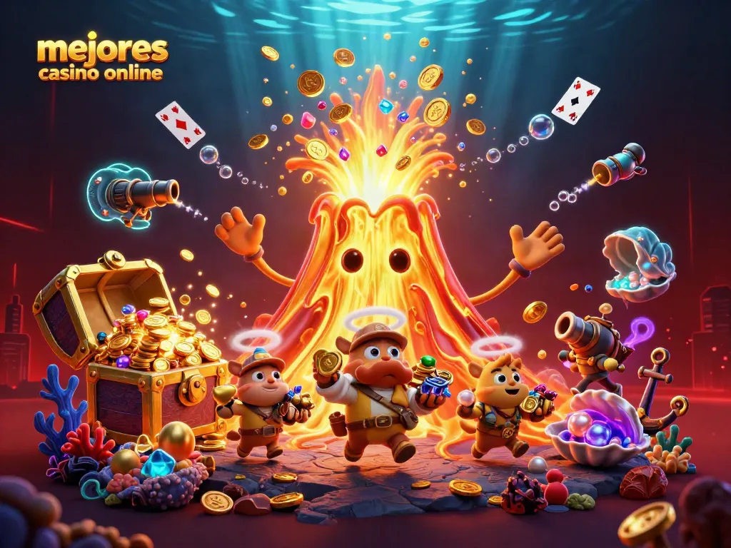 Disfruta los mejores casino online mientras un volcán dorado erupciona tesoros y criaturas exploradoras huyen.