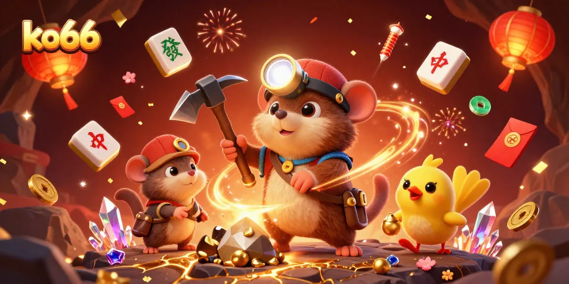 Engage in the excitement of ko66 gaming with vibrant characters and festive elements celebrating wins.