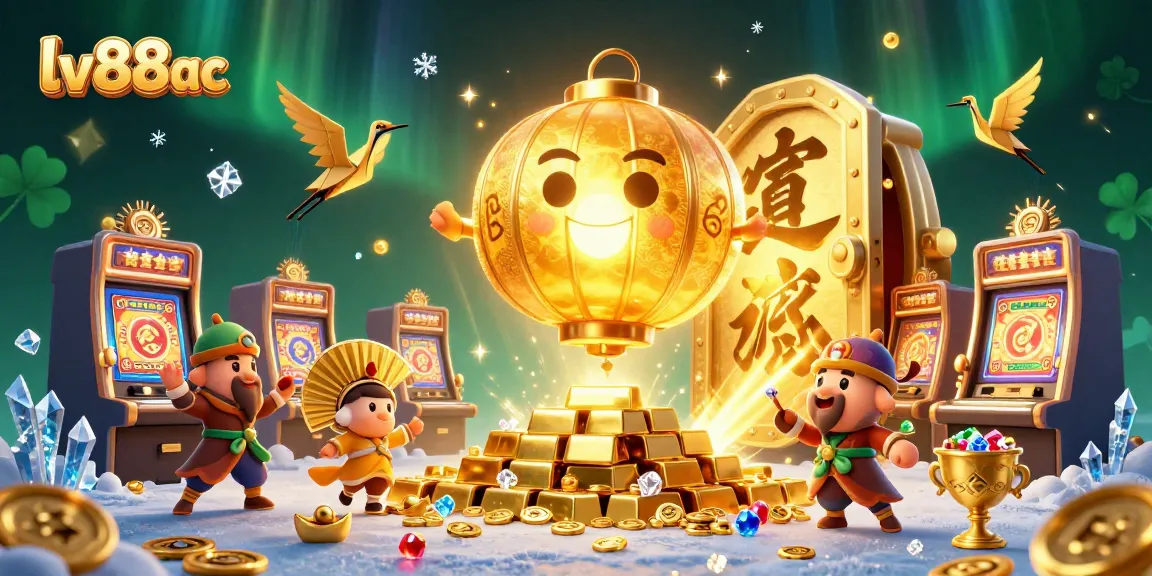 Experience luck and fortune at lv88ac with animated characters in a vibrant casino setting, surrounded by treasure.