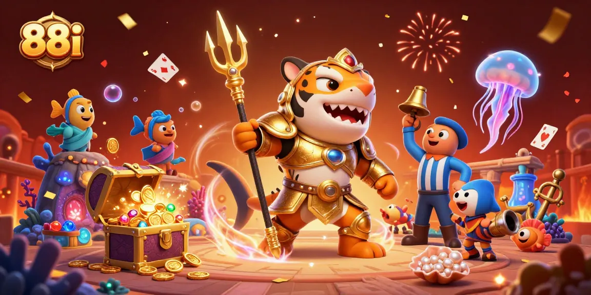 Play the exciting games on 88i with thrilling visuals of a tiger shark in a vibrant underwater casino.